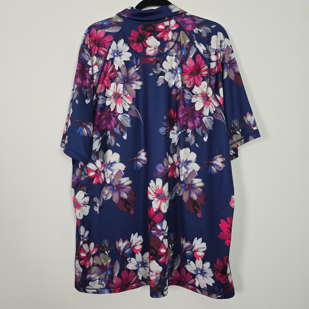 Tommy Bahama IslandZone Polo Women 3XL Navy Floral Short Sleeve Shirt Tropical - Picture 4 of 11